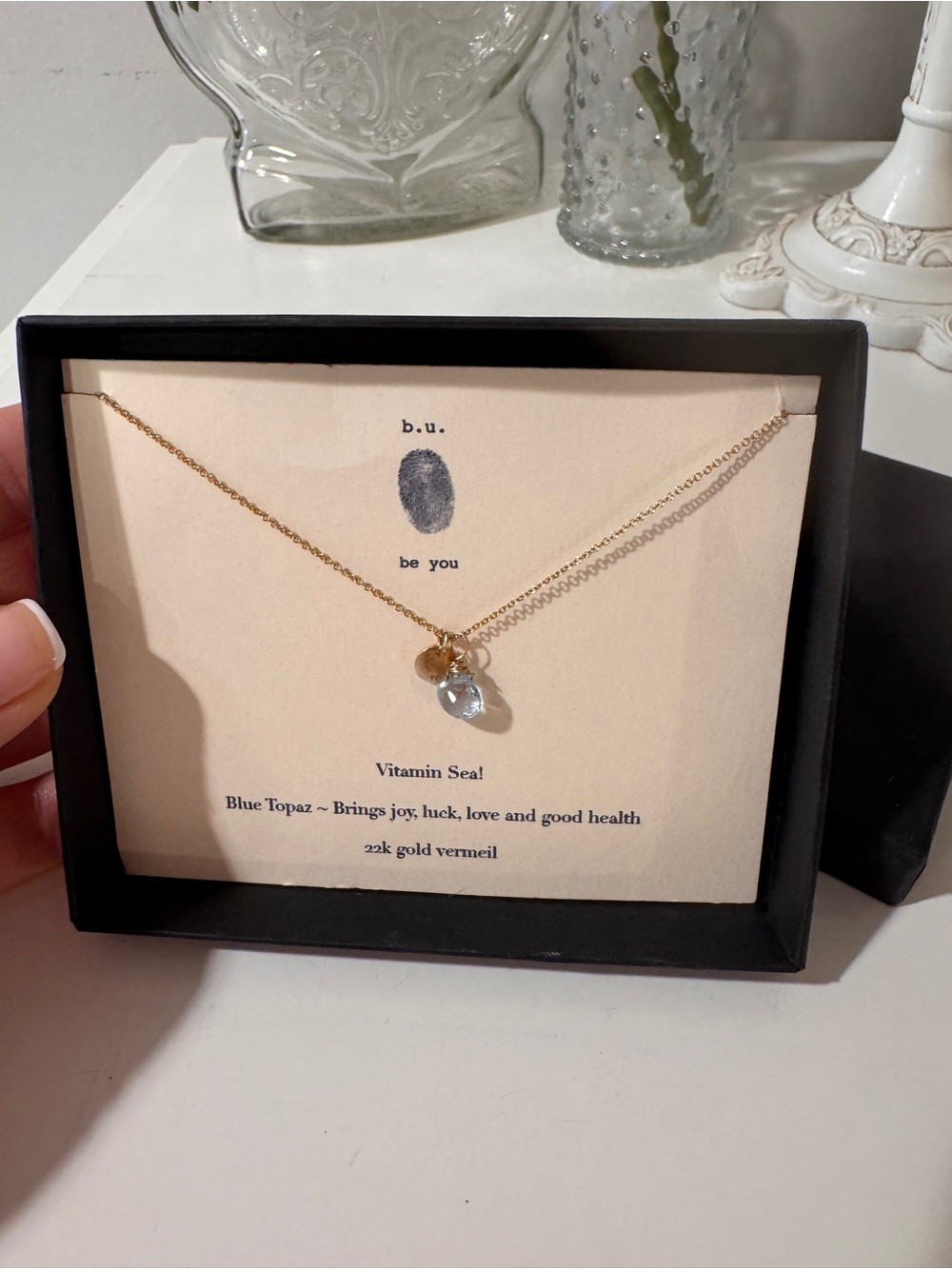 Be You 22k Gold Vermeil Necklace with Light Blue Topaz Charm